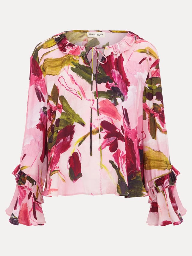 Phase Eight Phase Eight Women's Andi Fluted Sleeve Floral Blouse in Bright Pink - 2