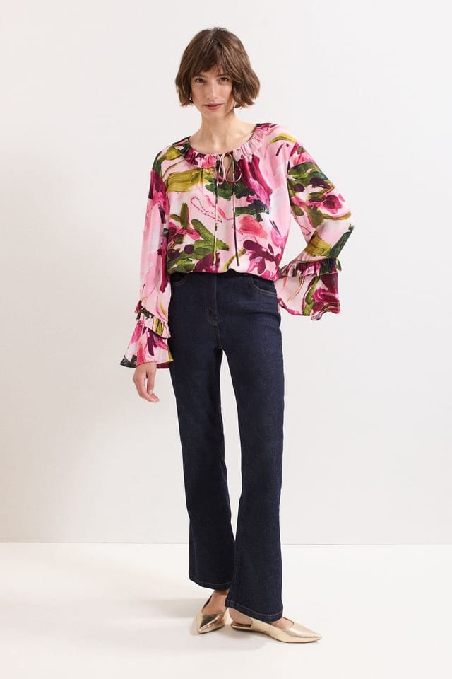 Phase Eight Phase Eight Women's Andi Fluted Sleeve Floral Blouse in Bright Pink - 3