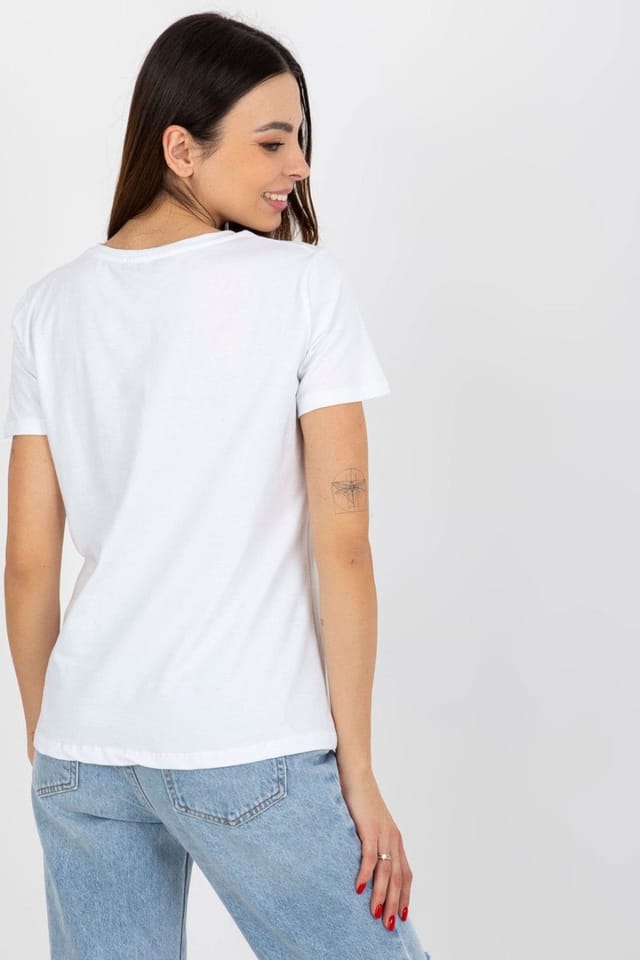 Love Lace Love Lace Women's Short Sleeve Round Neck T-Shirt Front Print in White - 3