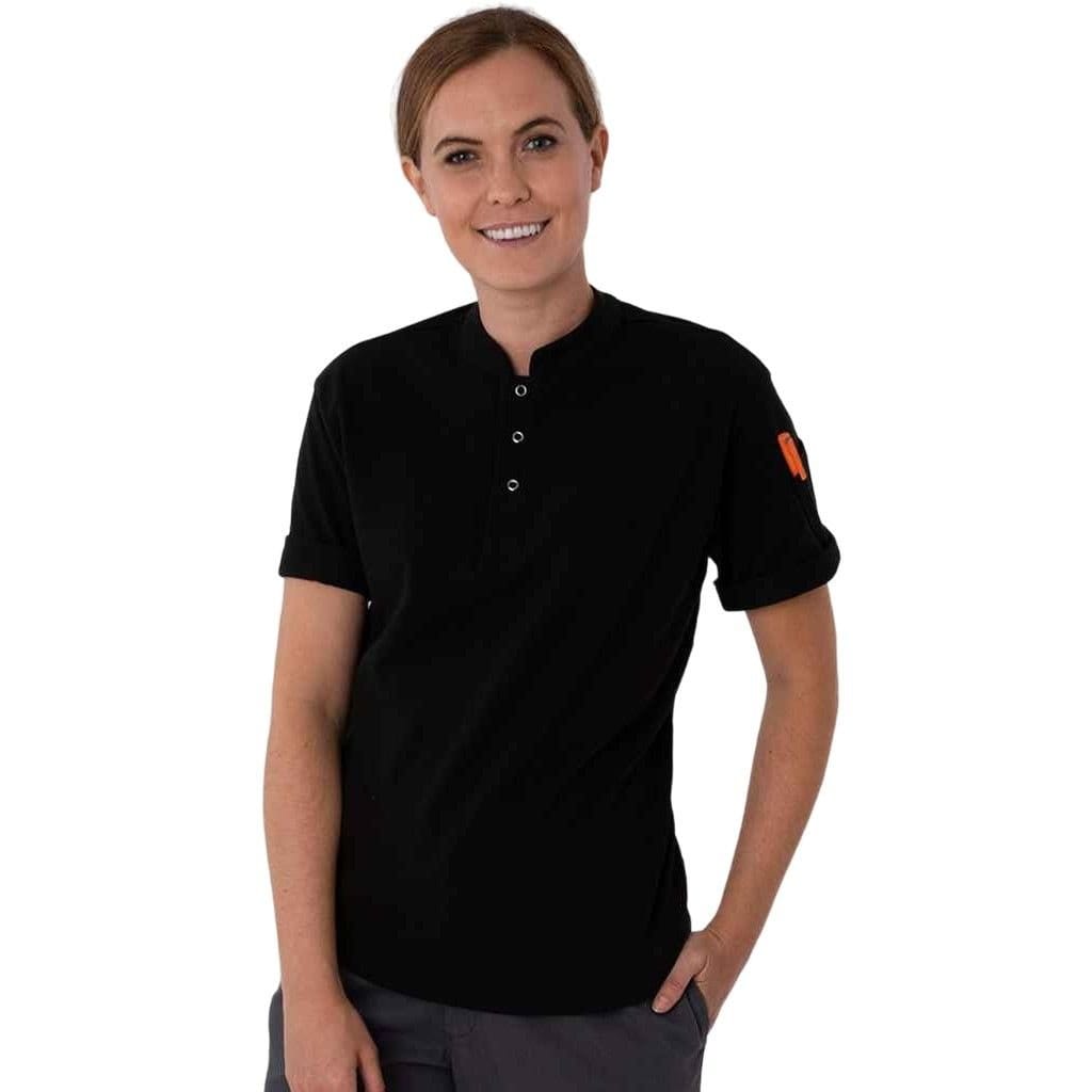 Le Chef Men's Piqué Knitted Chef Shirt in Black