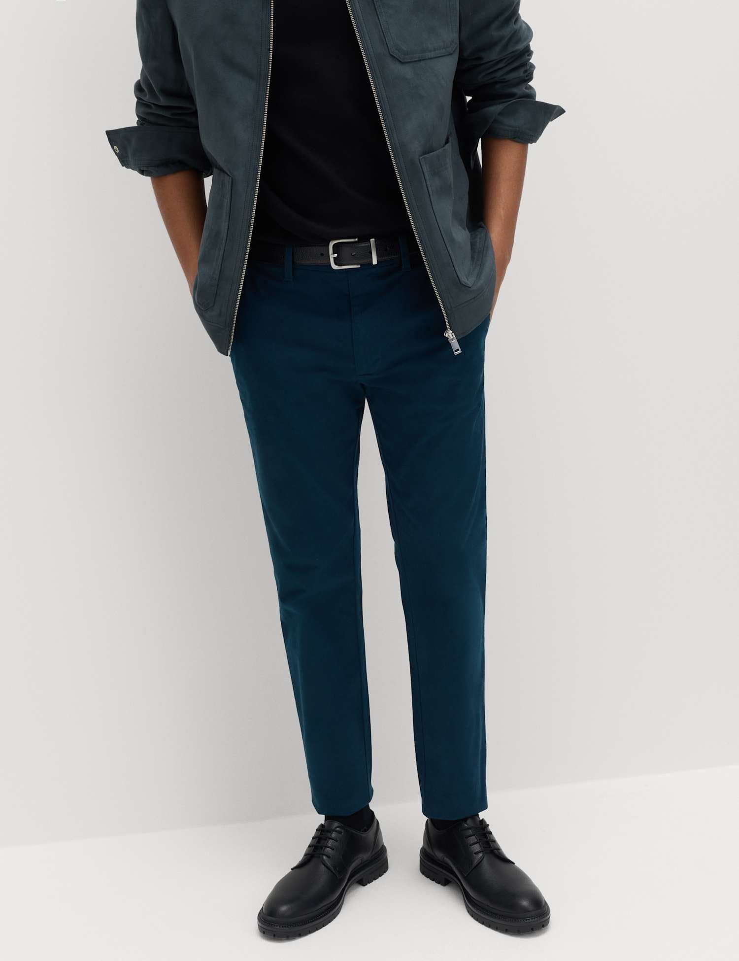 Marks & Spencer M&S Slim Fit Cotton Rich Stretch Chinos Dark Petrol