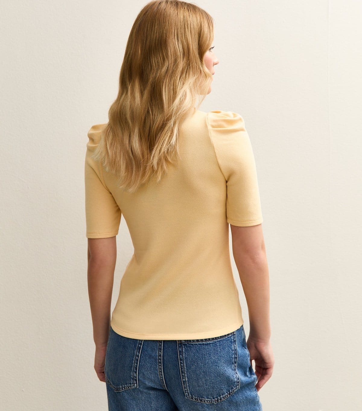 New Look Women's Light Yellow Soft Touch Puff Sleeve T-Shirt New Look - 4