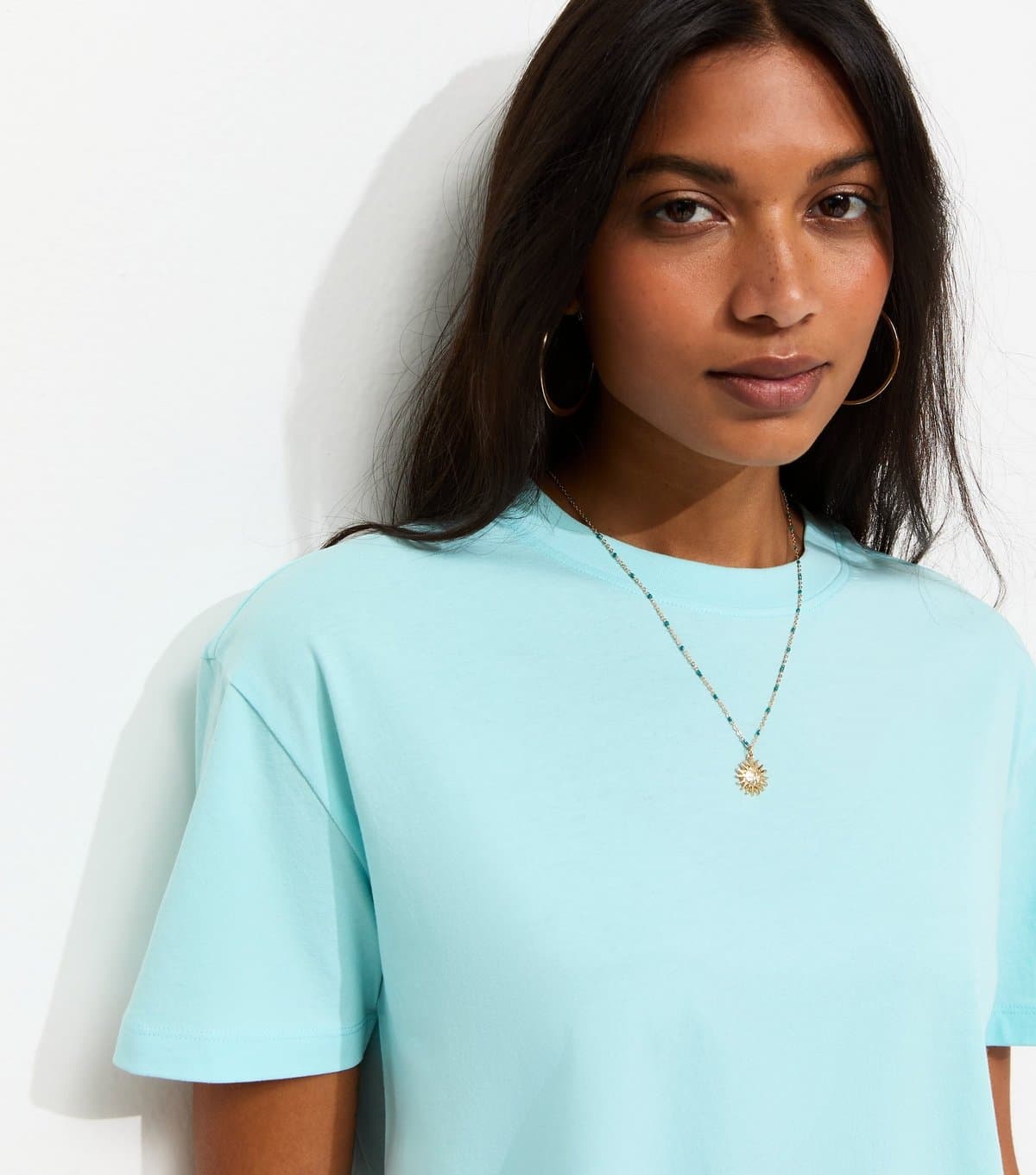 New Look Women's Light Blue Cotton Boxy Fit T-Shirt New Look