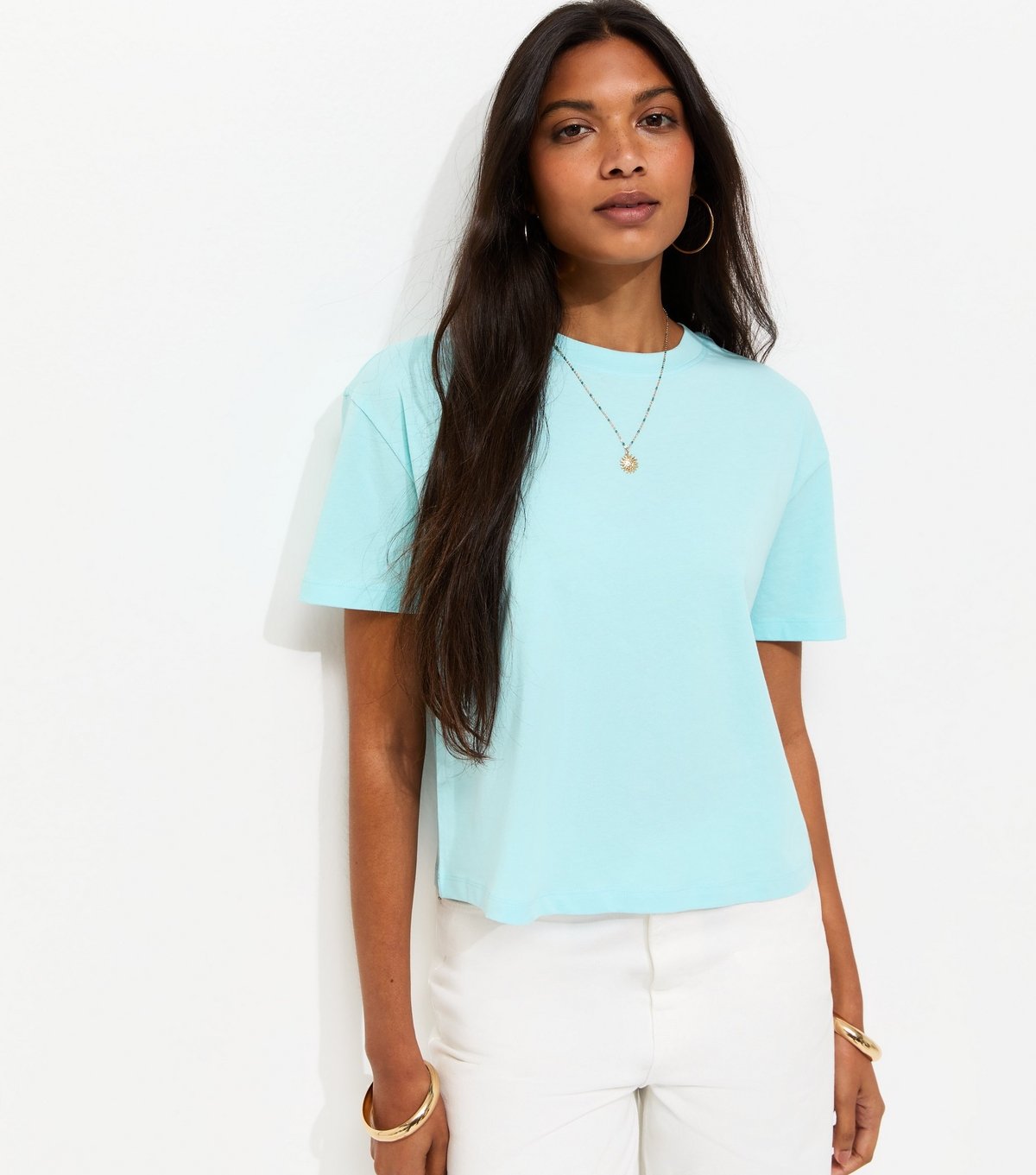 New Look Women's Light Blue Cotton Boxy Fit T-Shirt New Look - 2