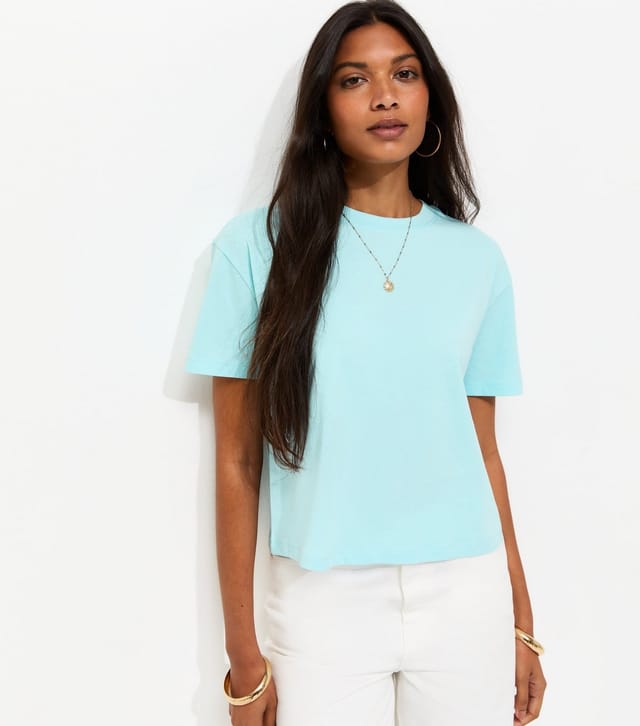 New Look Women's Light Blue Cotton Boxy Fit T-Shirt New Look - 2