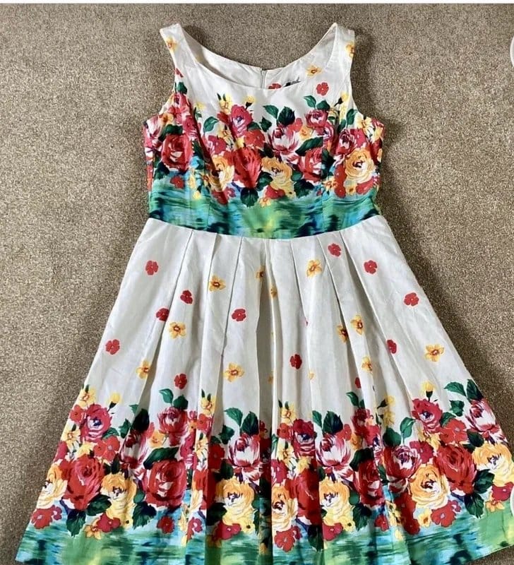 New Look Floral Cotton 50's Style Dress Size 10/12