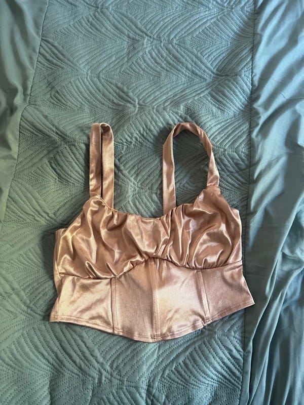 New Look Pink Satin Corset Style Crop Top