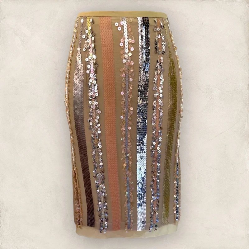 Cerruti 1881 Cerruti 1881 Womens Light Green Silk Sequin Occasion Skirt UK 12 - 1