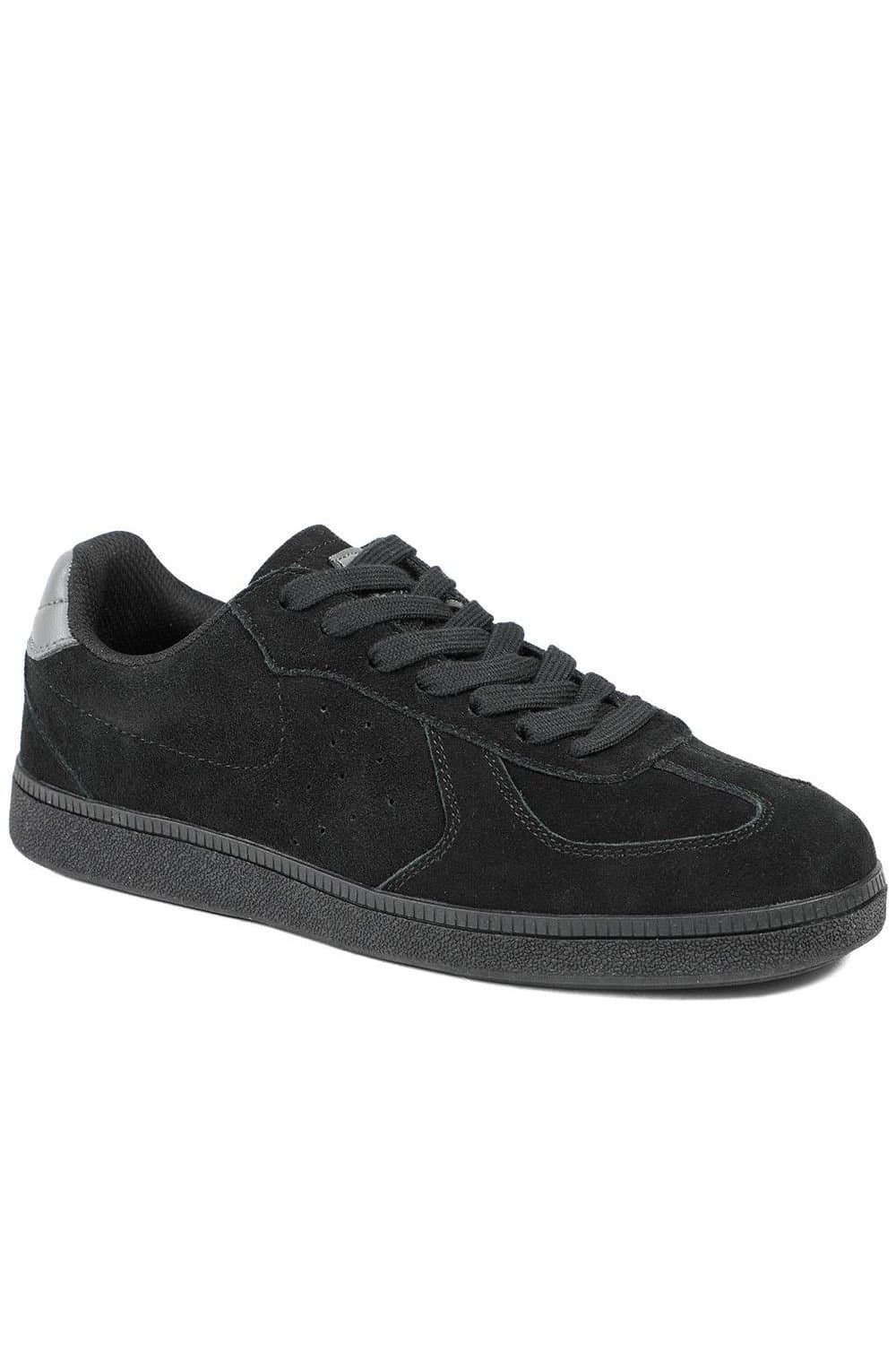 Pavers Pavers Men's Leather Suede Lace Up Trainers in Black