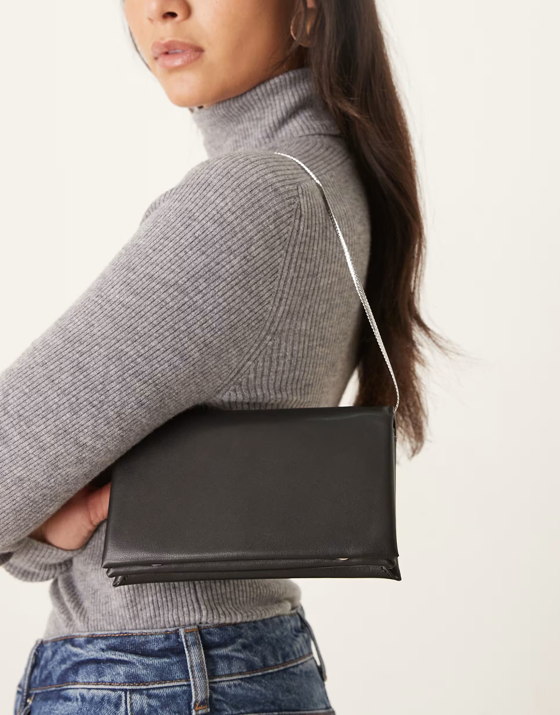 ASOS Mango leather shoulder bag in black