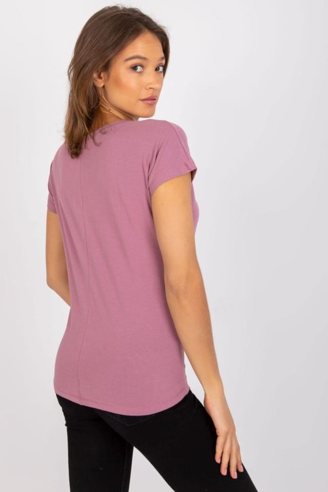 Love Lace Love Lace Women's Short Sleeve Heart Neck T-Shirt for Any Occasion in Pink - 3