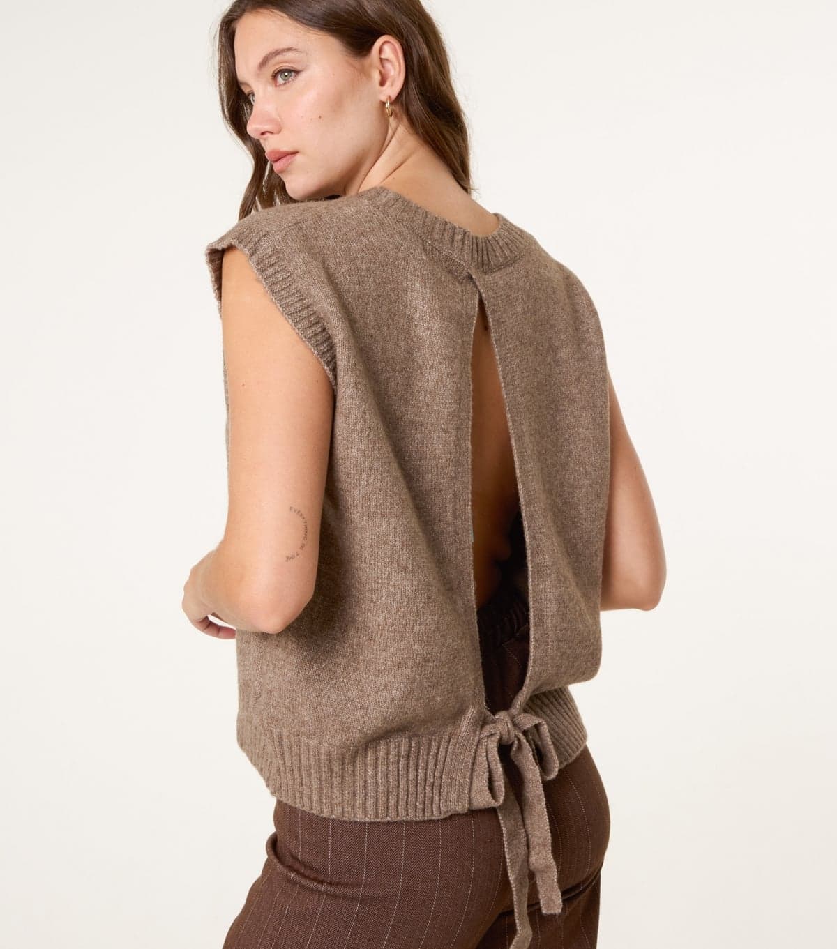 Blue Vanilla Women's Brown Round Neck Vest Top Blue Vanilla New Look