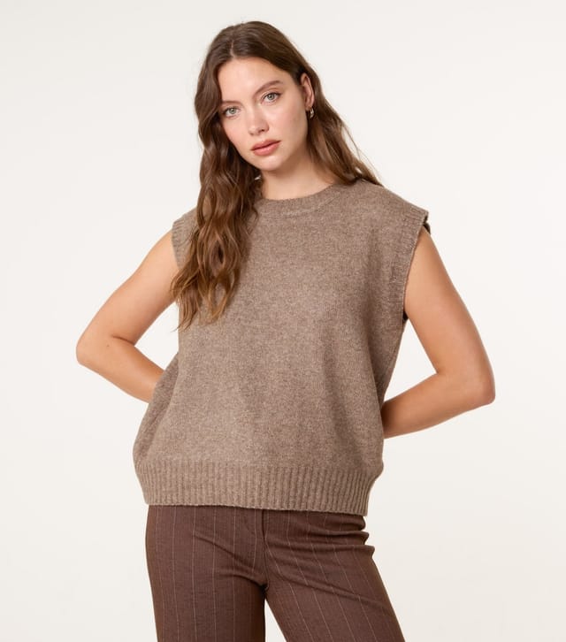 Blue Vanilla Women's Brown Round Neck Vest Top Blue Vanilla New Look - 3