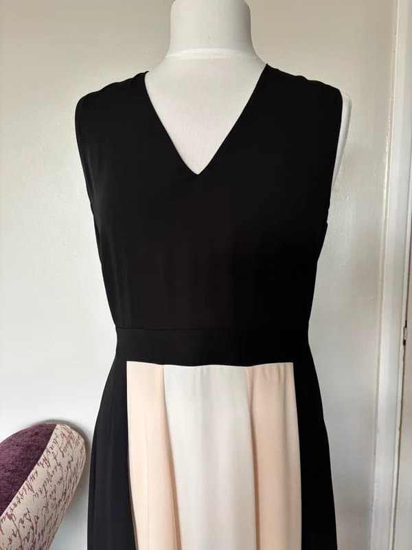 Hobbs NEW Hobbs cream and black colour block midi dress size 12