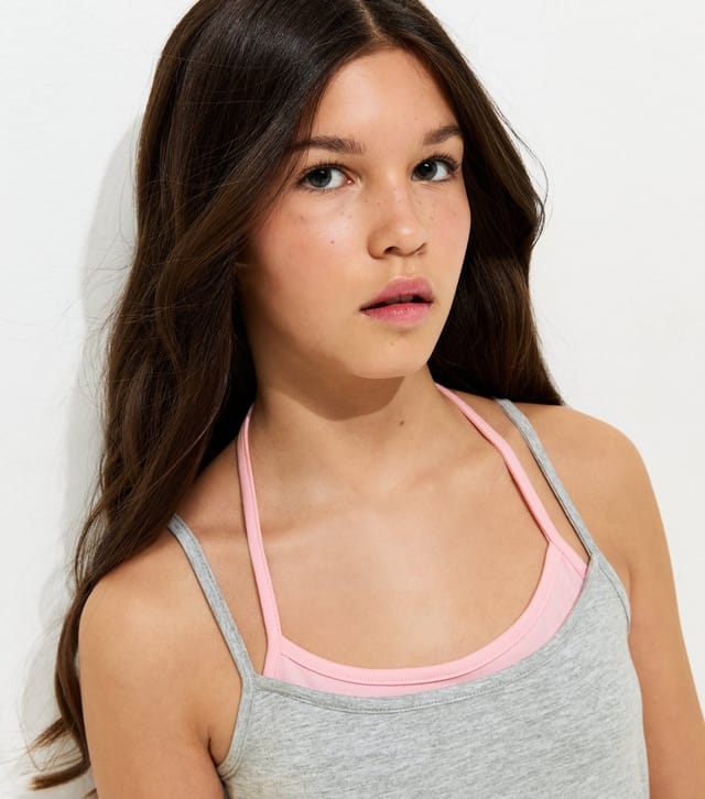 New Look Girls' Grey 2 In 1 Jersey Halter Neck Top New Look - 2