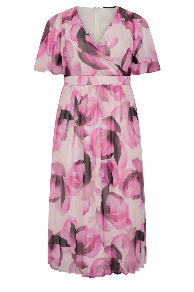 Evans Evans Women's Petal Angel Sleeve Midi Dress in Pink - 2