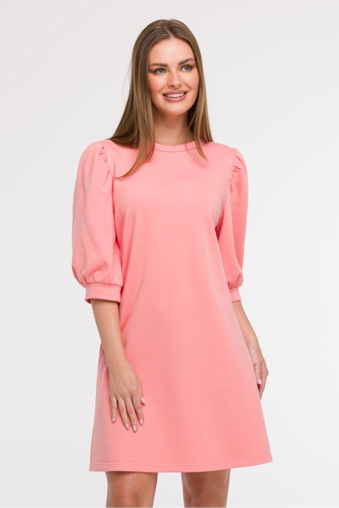 Love Lace Pink A-Line Day Dress with 3/4 Sleeves