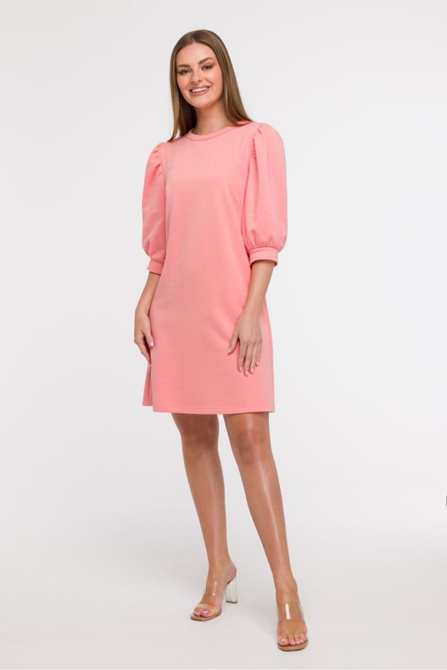 Love Lace Love Lace Women's Airy A Line Day Dress with 3/4 Sleeves Style 211539 in Pink - 2