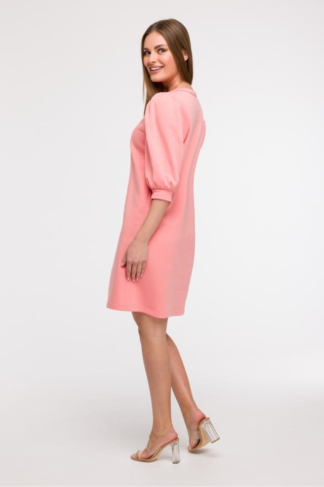Love Lace Love Lace Women's Airy A Line Day Dress with 3/4 Sleeves Style 211539 in Pink - 3