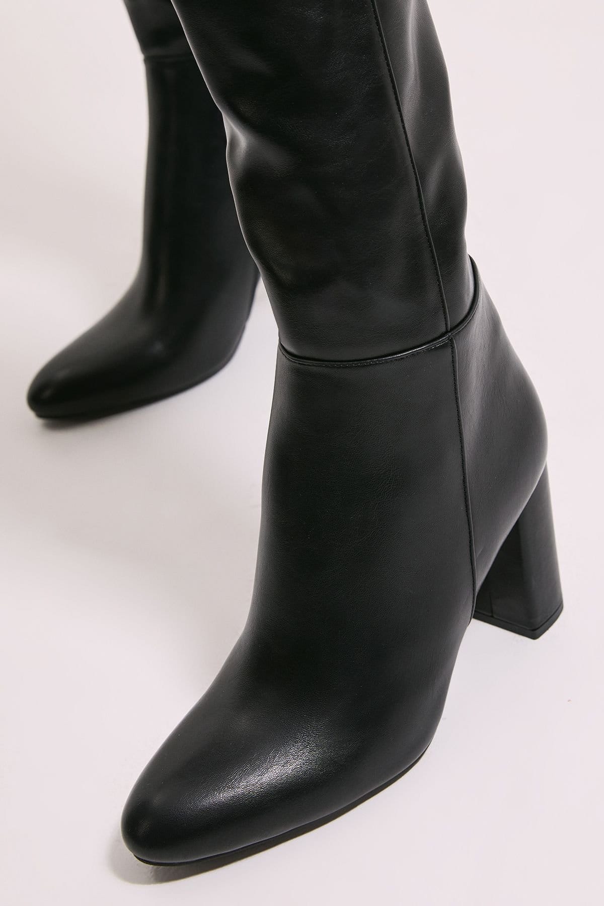 Dorothy Perkins Dorothy Perkins Women's Wide Fit Liliana Almond Toe High Block Heel Knee Boots in Black - 4