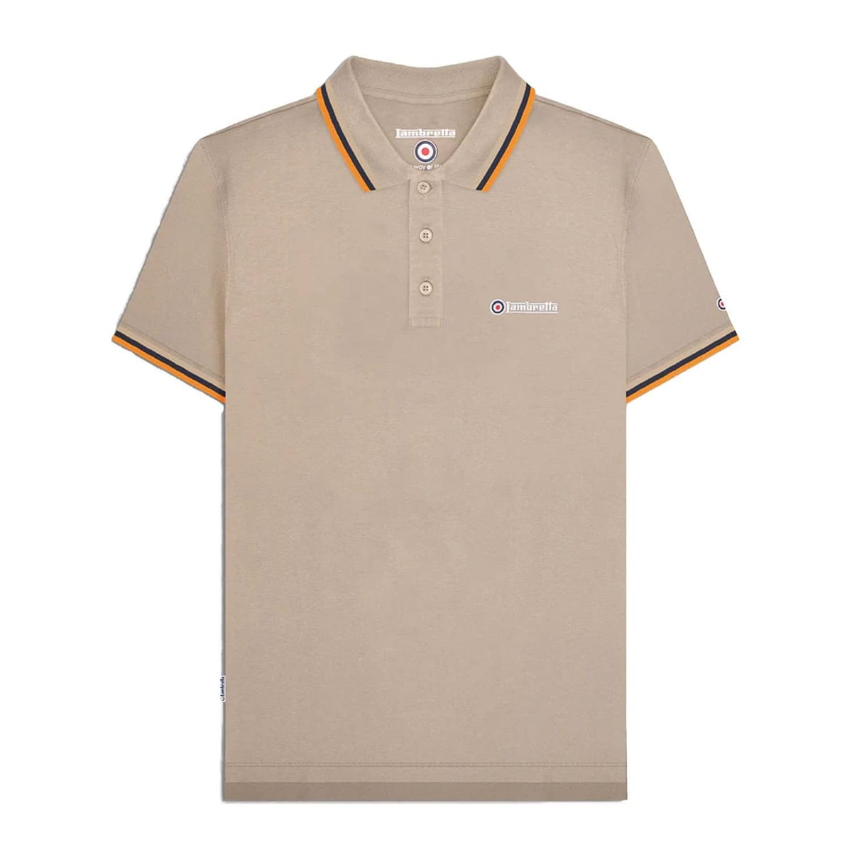 Lambretta Lambretta Men's Triple Tipped Polo Shirt in Stone - 1