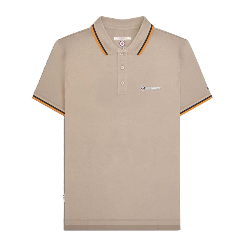 Lambretta Lambretta Men's Triple Tipped Polo Shirt in Stone - 1