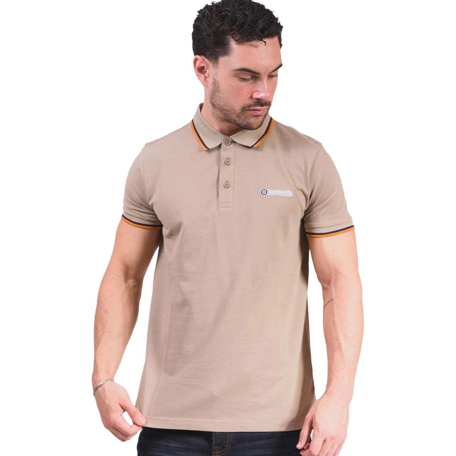 Lambretta Lambretta Men's Triple Tipped Polo Shirt in Stone - 4