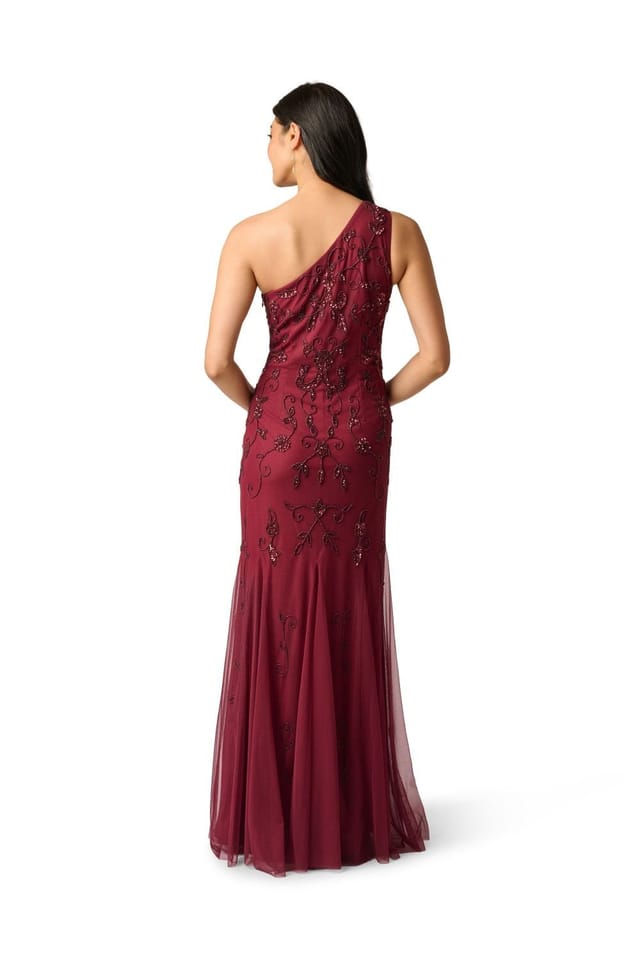Papell Studio Papell Studio Women's One Shoulder Beaded Dress in Red - 3