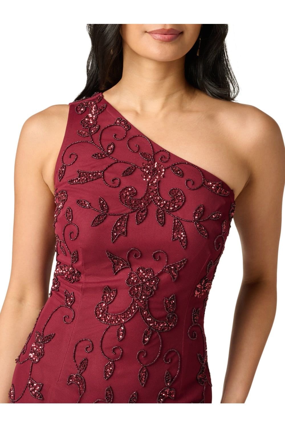 Papell Studio Papell Studio Women's One Shoulder Beaded Dress in Red - 4