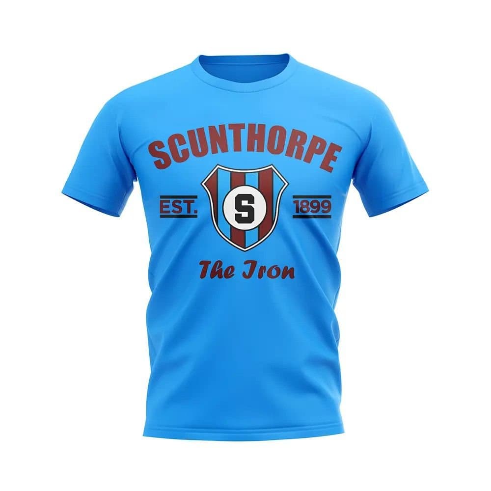 Scunthorpe Scunthorpe Men's Personalised Established Football T-Shirt Sky in Light Blue