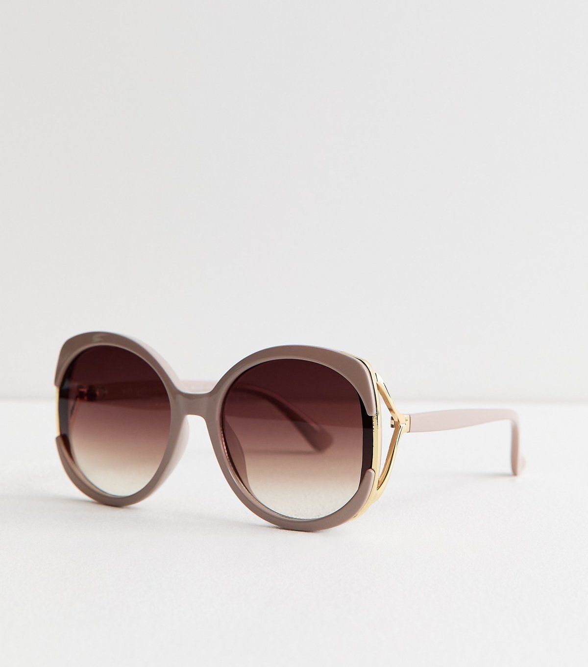 New Look Mink Oversized Round Temple Detail Sunglasses New Look - 2