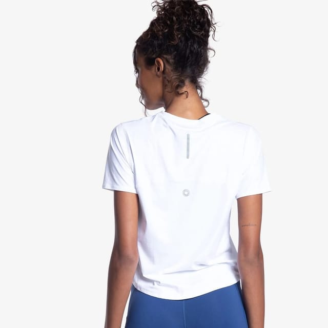 BloqUV BloqUV Women's Relaxed Fit UPF 50+ Sun Protection Short Sleeve Crew Top in White - 3
