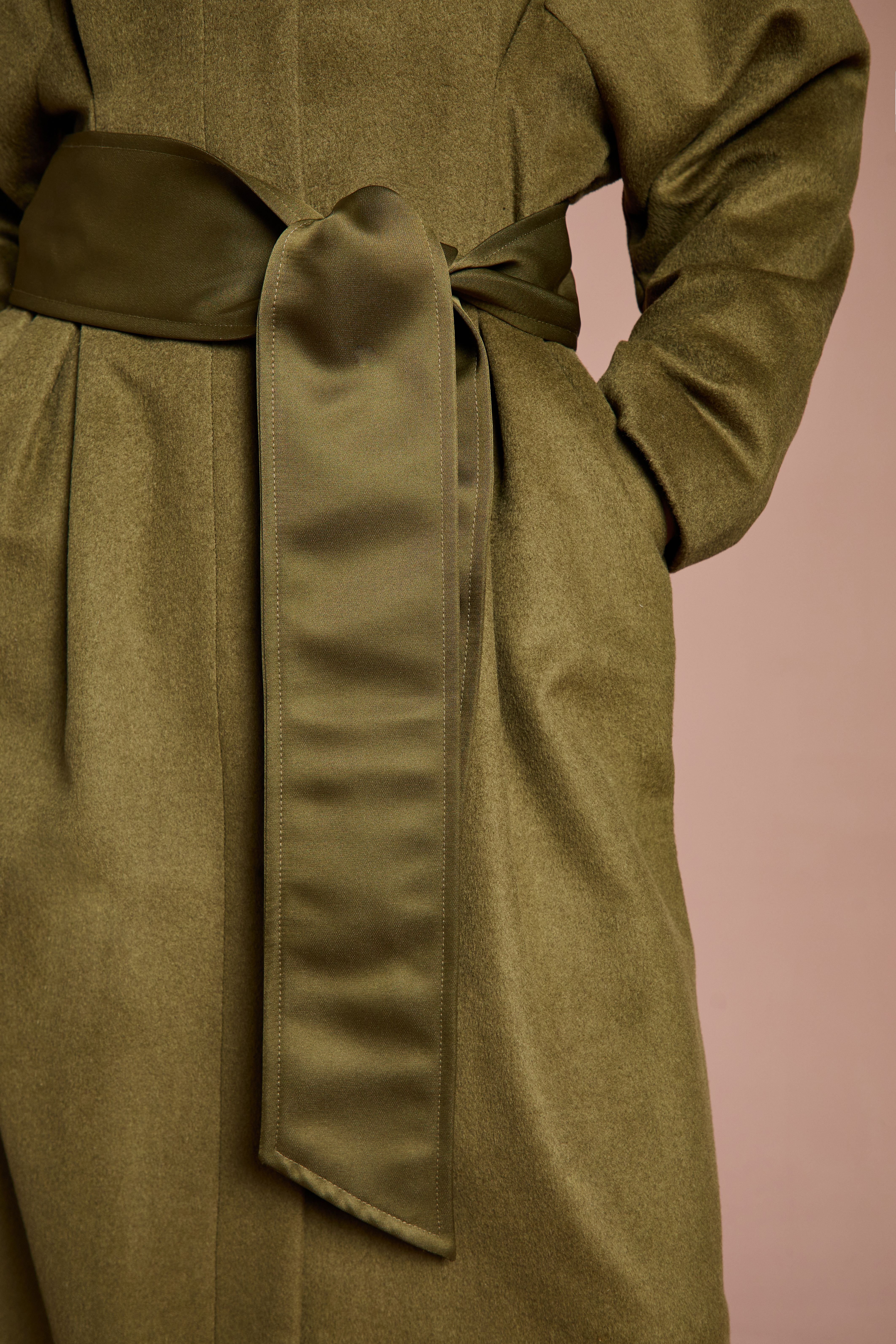 Coast Coast Women's Lisa Tan Occasion Waist Detail Belted Coat in Olive - 4