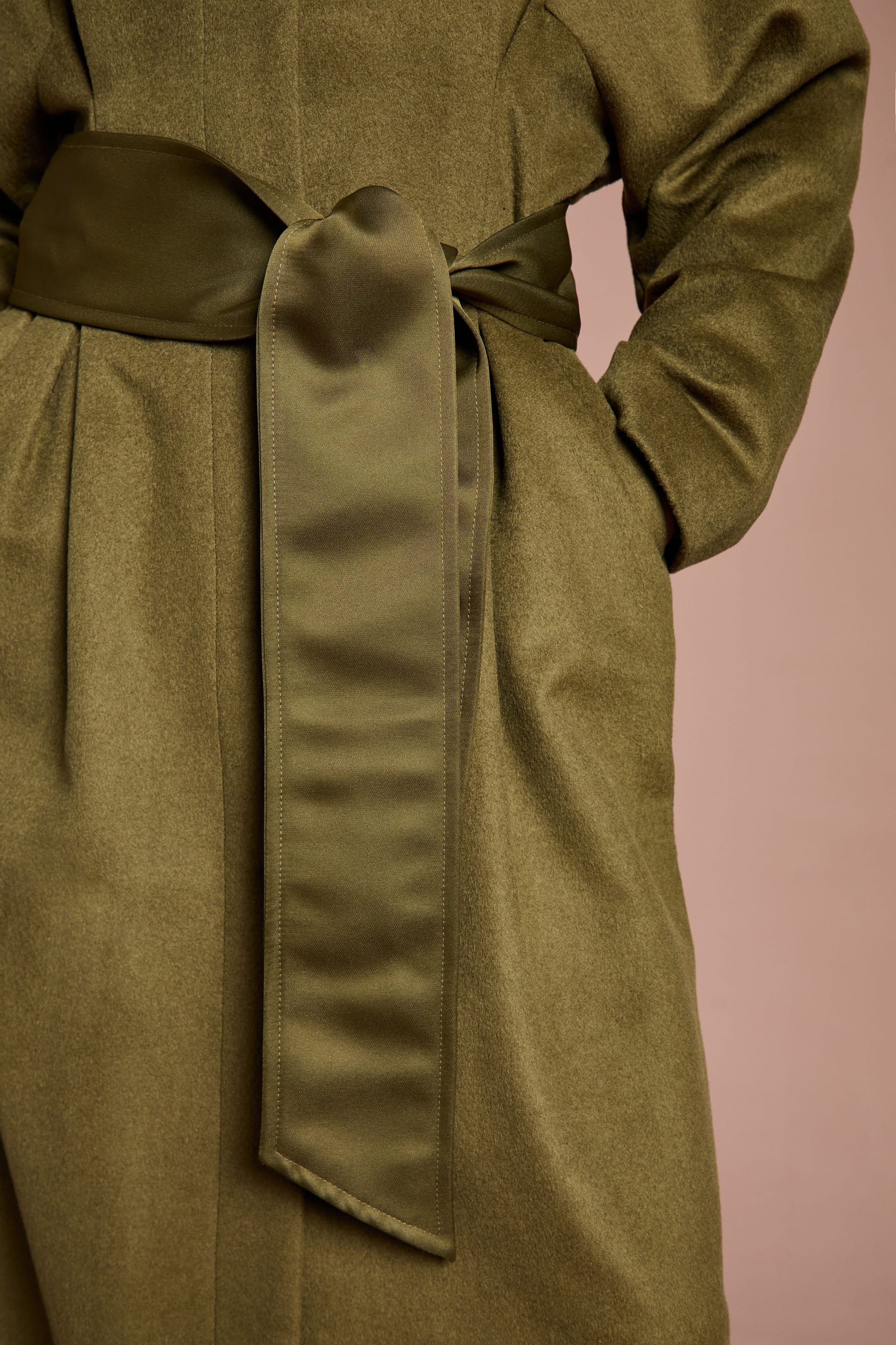 Coast Coast Women's Lisa Tan Occasion Waist Detail Belted Coat in Olive - 4