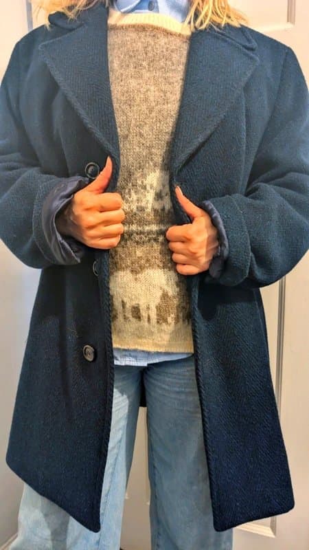 Burton Vintage Burton Teal Herringbone Coat | Wool & Cashmere | Made in England