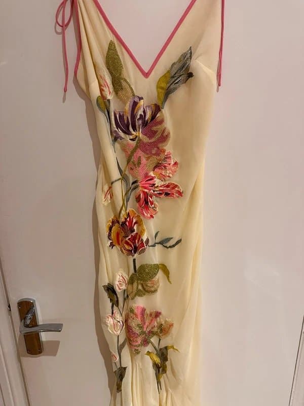 ASOS Asos viral floral embellished maxi dress butter yellow pink straps