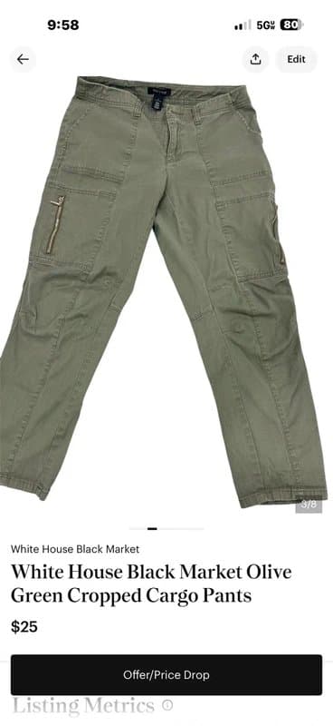 White House Black Market White House Black Market olive green cargo pants size 4