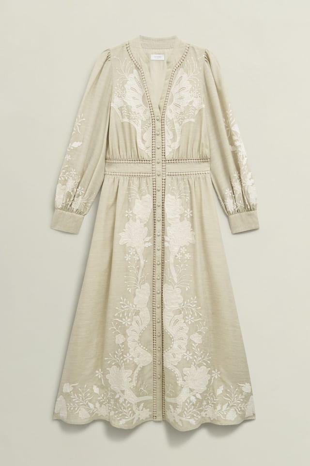Hobbs London Hobbs London Women's Frida Embroidered Dress in Light Beige - 2
