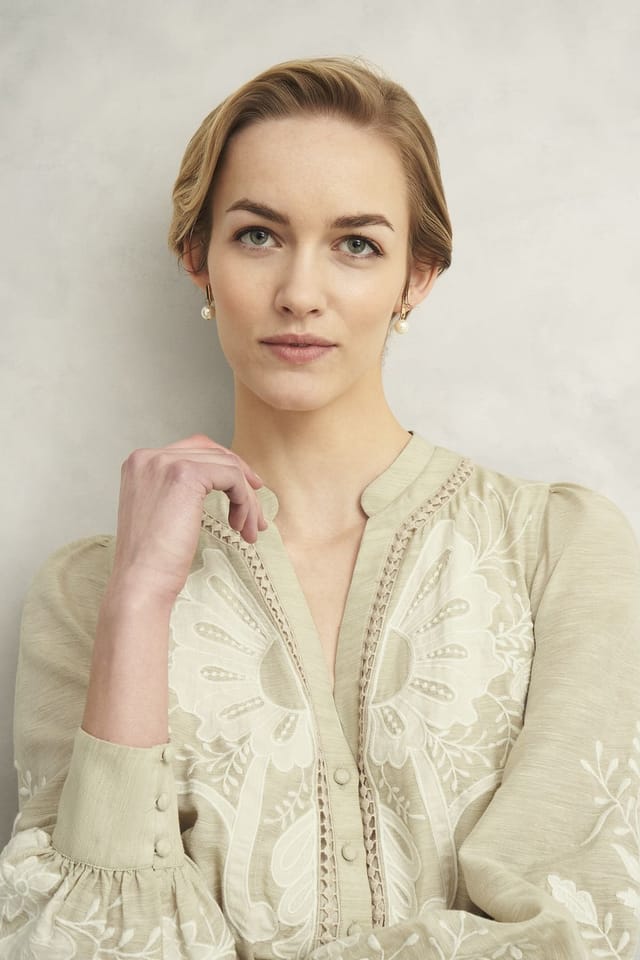 Hobbs London Hobbs London Women's Frida Embroidered Dress in Light Beige - 3