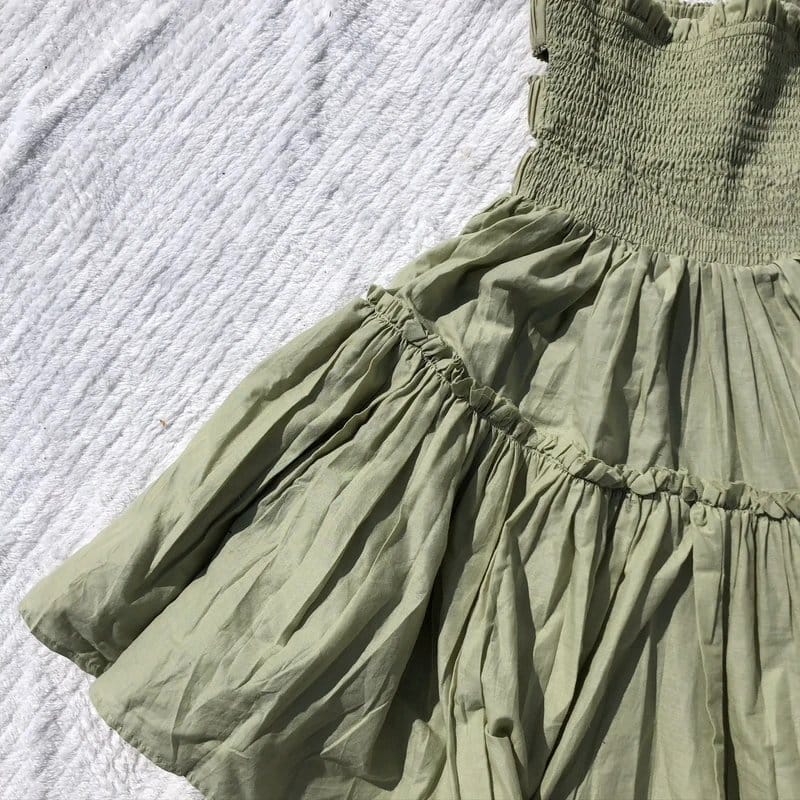 ASOS Sage Green Ruched Dress, Size 6