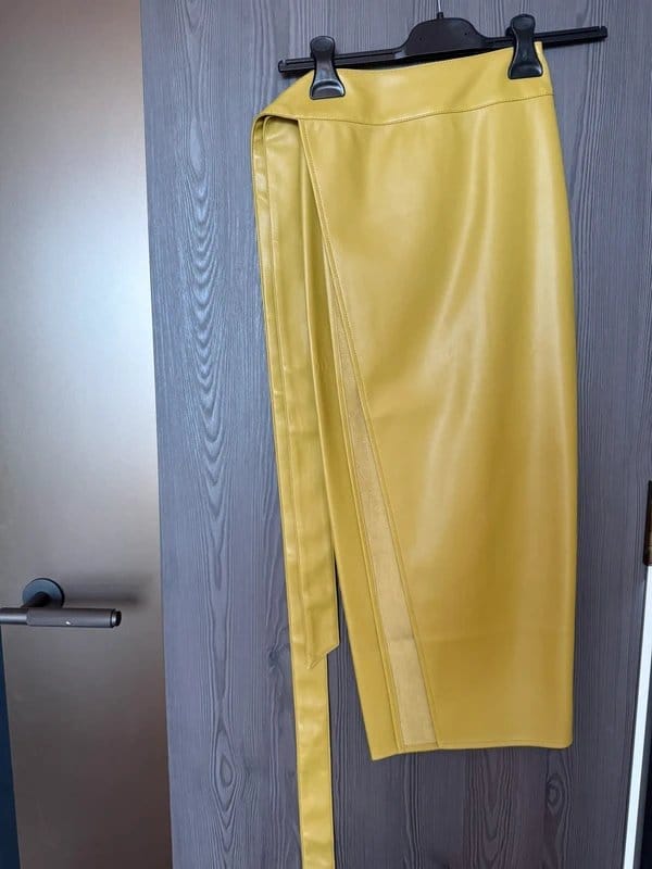 Never Fully Dressed Lime Vegan Leather Jasper Skirt UK 8