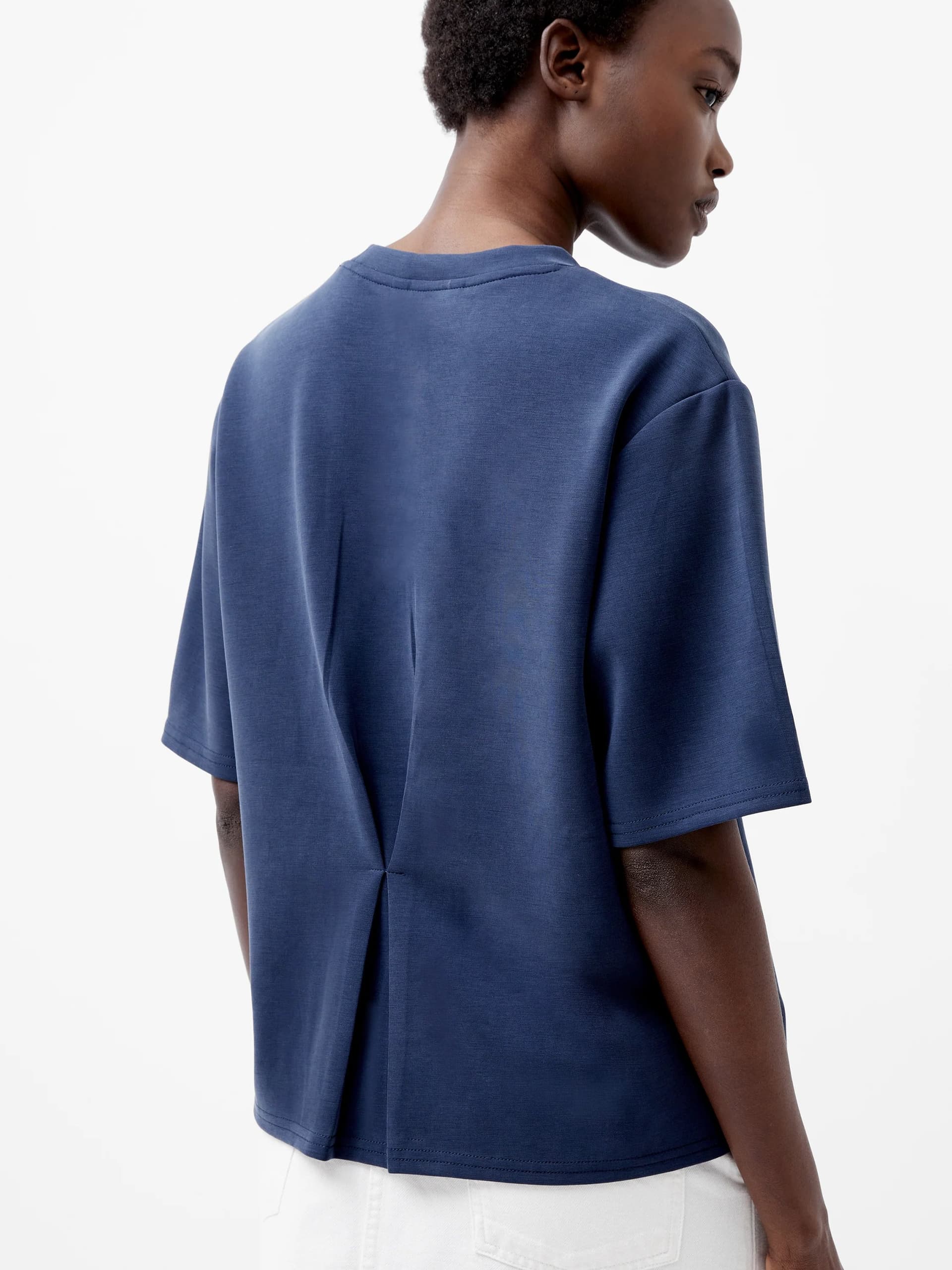 French Connection Wren Short Sleeve Pinched T-Shirt Midnight Blue