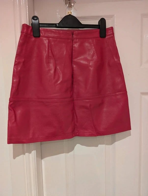 New Look Hot Pink Leather Mini Skirt