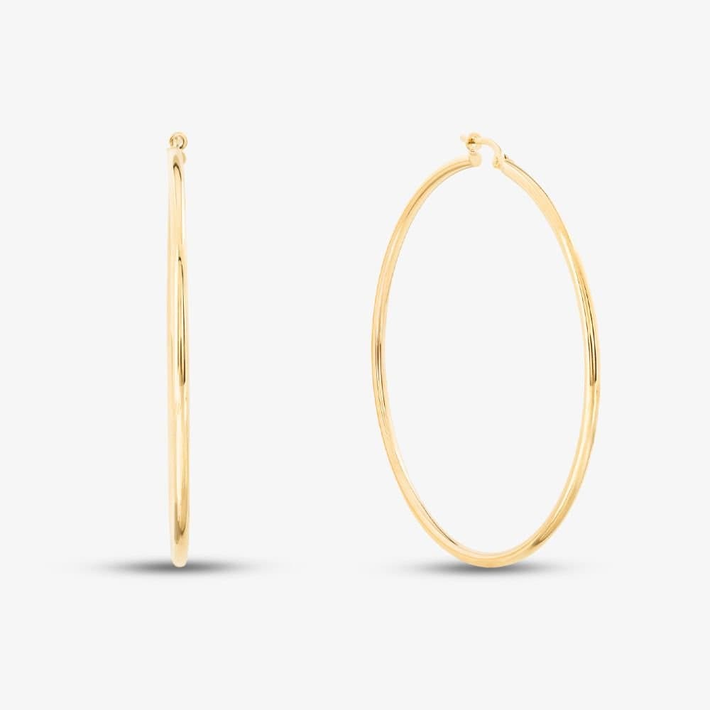 T.H.Baker T.H.Baker Women's 9ct Yellow Gold 50mm Large Round Hoop Earrings UER108Y