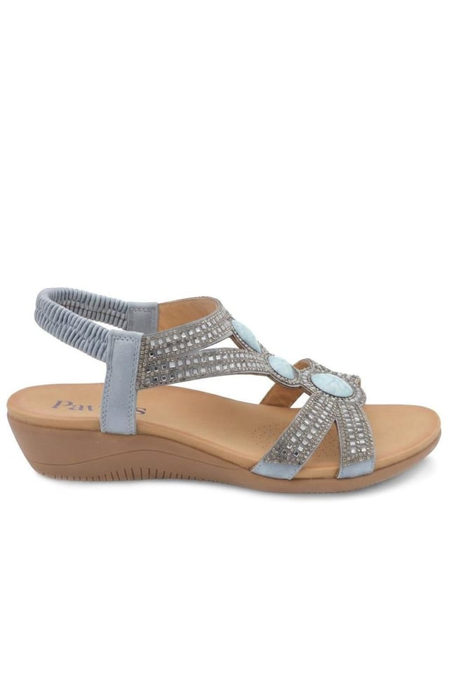 Pavers Pavers Women's Elasticated Wedge Sandals with Cushioned Insole in Blue - 2