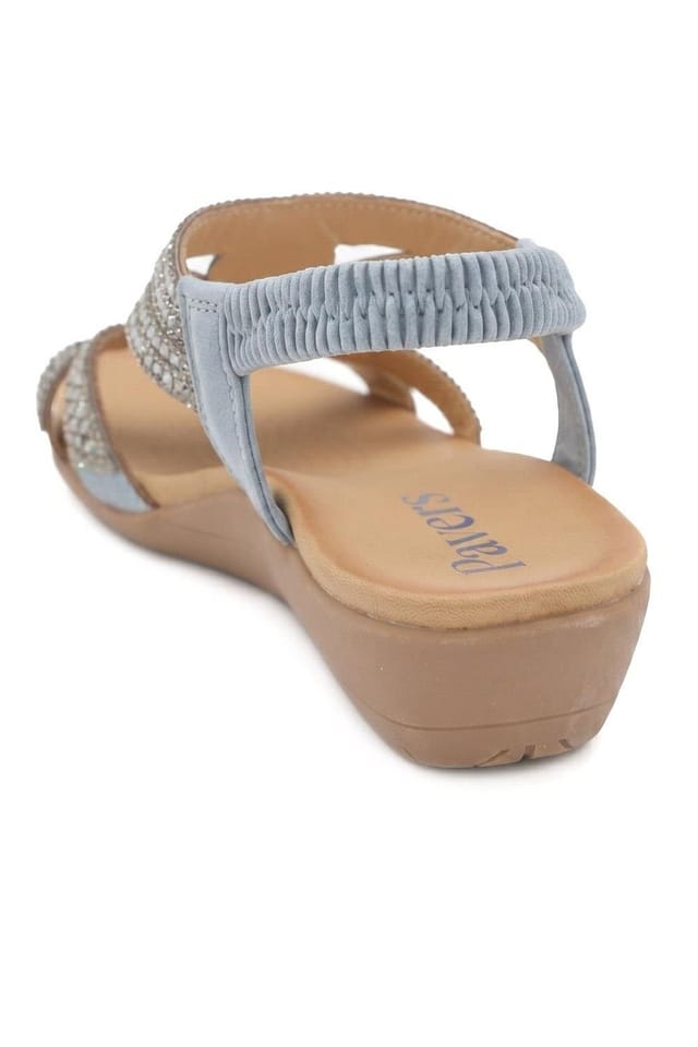 Pavers Pavers Women's Elasticated Wedge Sandals with Cushioned Insole in Blue - 3