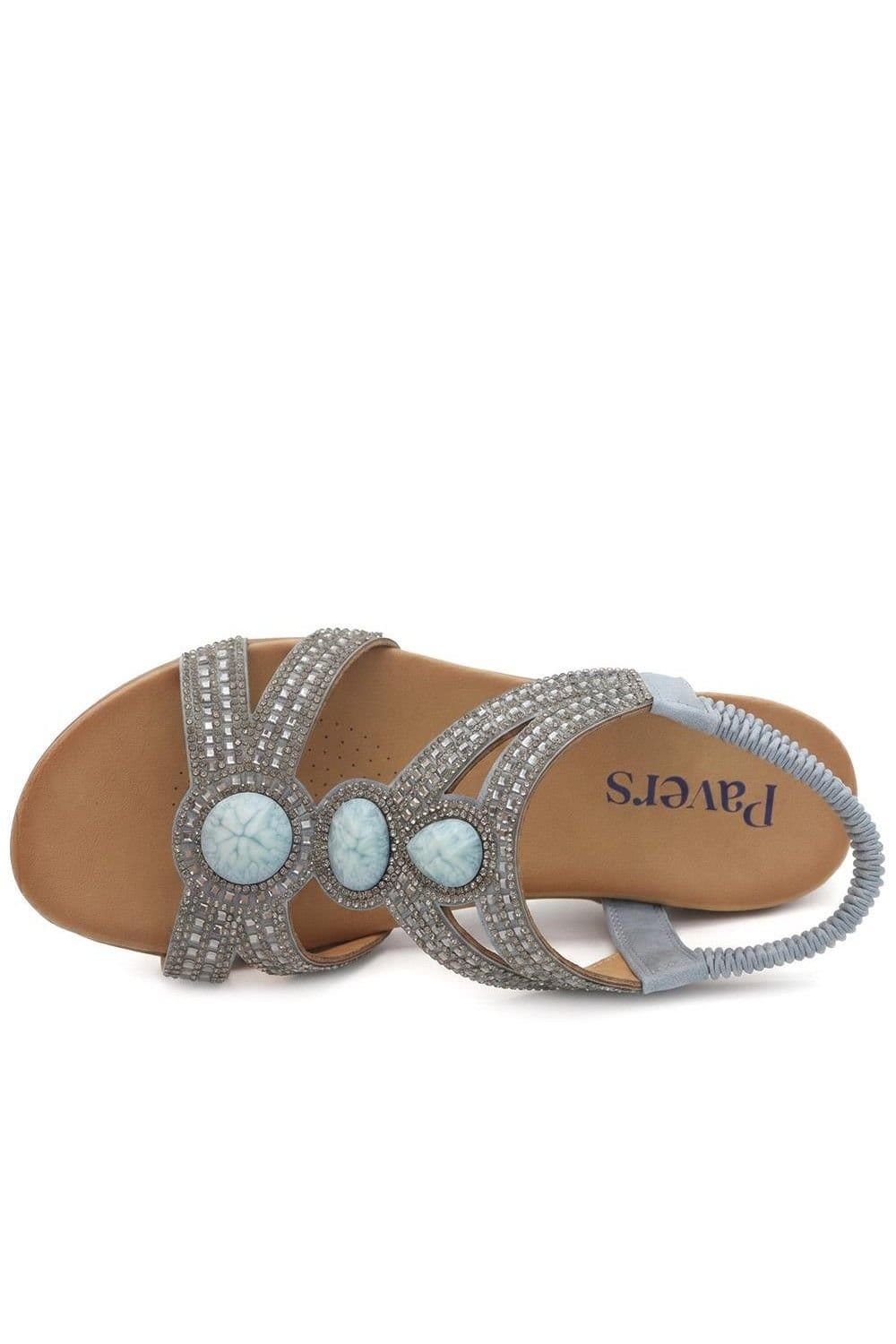Pavers Pavers Women's Elasticated Wedge Sandals with Cushioned Insole in Blue - 4
