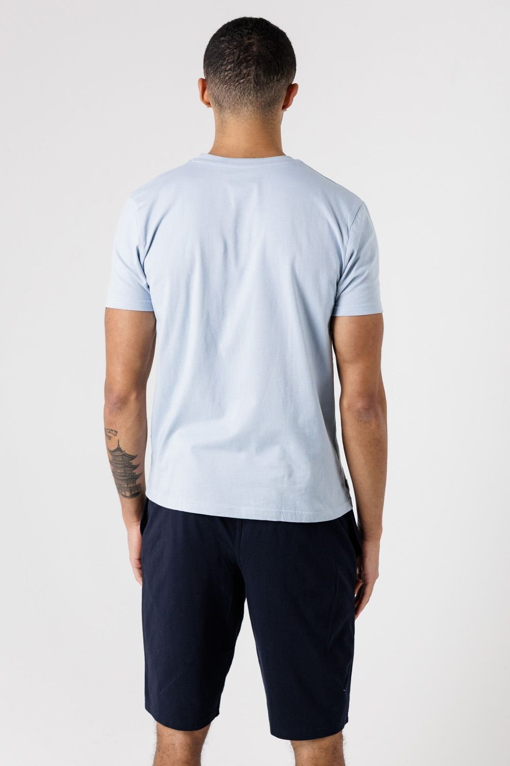 Tokyo Laundry Tokyo Laundry Men's Cotton Crew Neck T-Shirt & Shorts Pyjama Set in Light Blue - 2