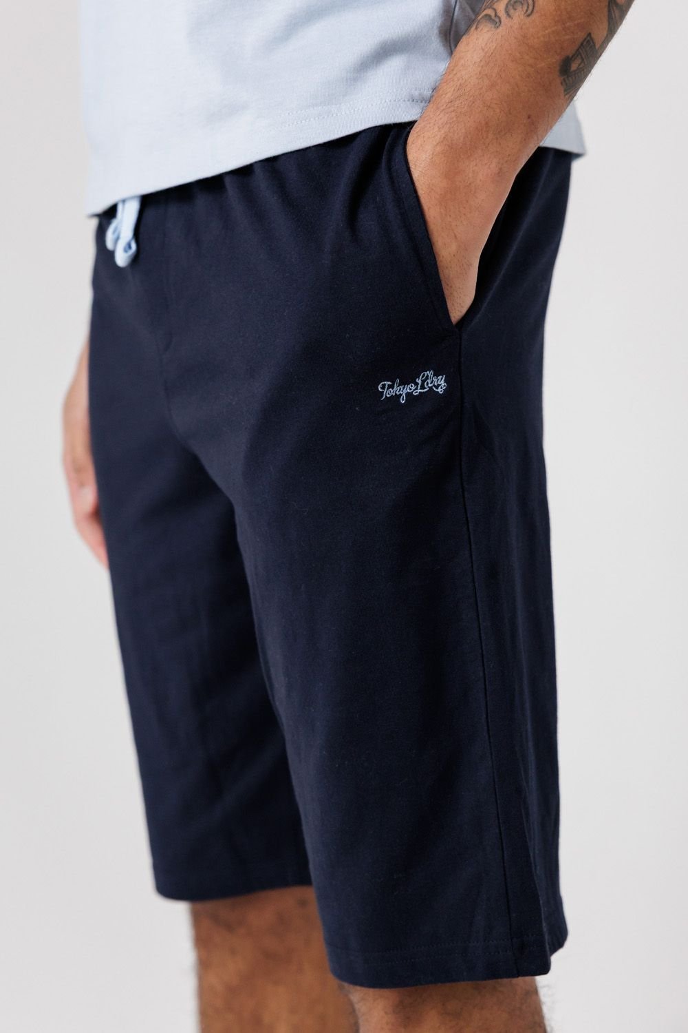 Tokyo Laundry Tokyo Laundry Men's Cotton Crew Neck T-Shirt & Shorts Pyjama Set in Light Blue - 3