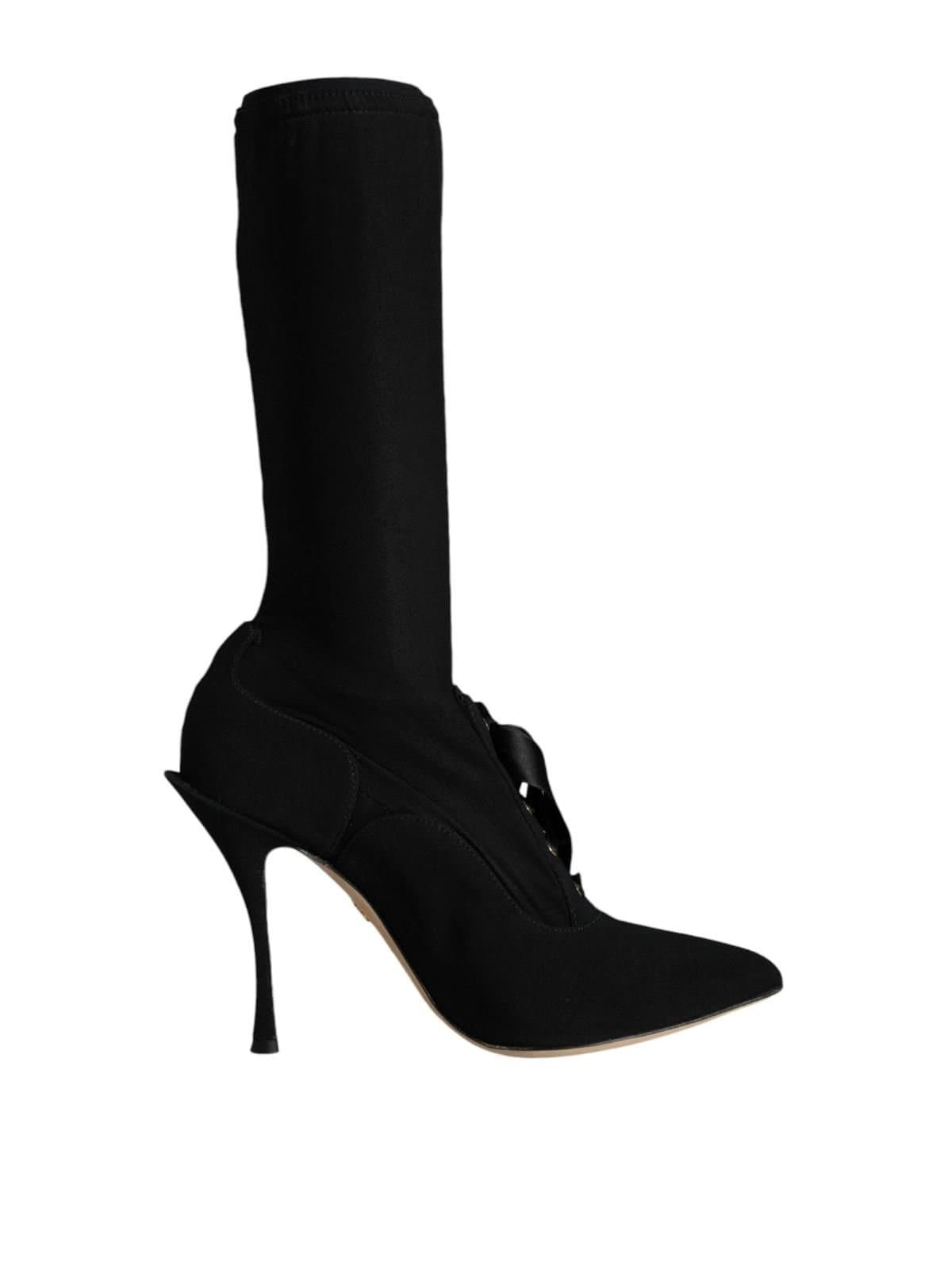 Dolce & Gabbana Dolce & Gabbana Black Mid Calf Boots with Stiletto Heels